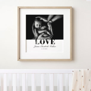 Poster Tipografia de Amor de Foto de Bebê Moderna e Elega