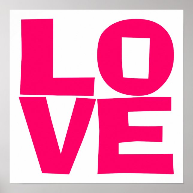 Póster Tipografia de Bloco Rosa Brilhante Amor (Frente)