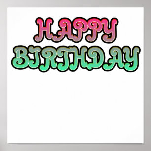 Poster Tipografia de Feliz Aniversário Gradiente Colorid