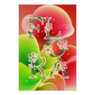Póster Tipografia de Flora em Vidro 3D Caprichosa