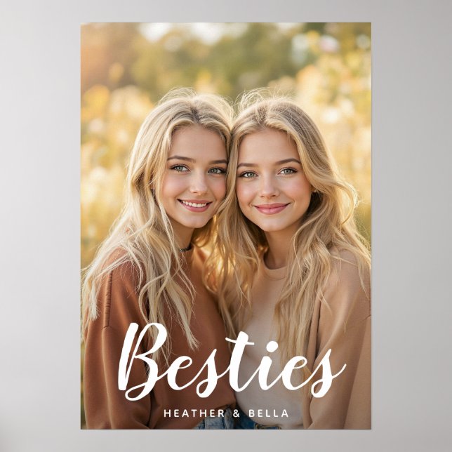 Poster Tipografia de Foto Personalizada Melhor Amiga (Frente)