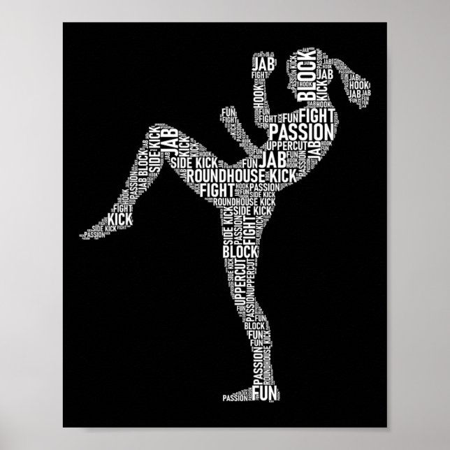 Poster Tipografia de Kickboxer - Kickboxing Artes Marciai (Frente)