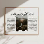 Poster Tipografia de Letra Moderna para Votos de Casament<br><div class="desc">Precisa de uma arte de parede para votos de casamento elegante e minimalista? Nosso design apresenta tipografia de letra moderna e um design minimalista. Personalize com seus próprios nomes,  votos e detalhes do casamento. Foto de Josh Withers no Unsplash.</div>