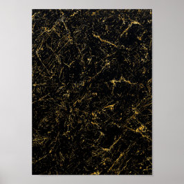 Poster Típografia de listras de mármore dourado preto
