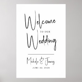 Poster Tipografia de Roteiro Mínimo Casamento Boas-Vindas