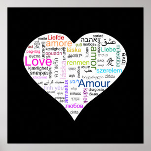 Poster Tipografia do coração do amor do arco-íris