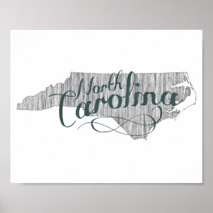 Póster Tipografia do Estado da Carolina do Norte