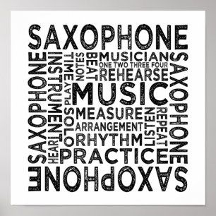 Poster Tipografia do saxofone