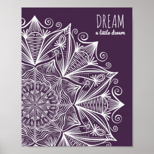Poster Tipografia Elegante Do Sonho Roxo Mandala Art Mode