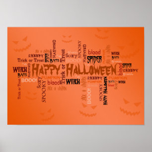 Póster Tipografia Feliz de Halloween