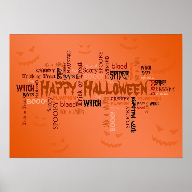 Póster Tipografia Feliz de Halloween (Frente)