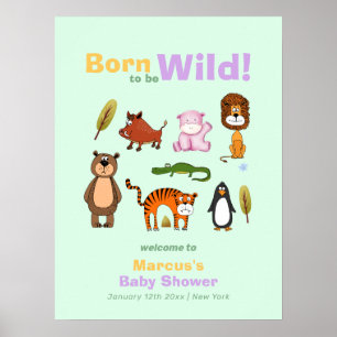 Poster Tipografia Fofa Bem-vindo ao Chá de Bebê Safari Se