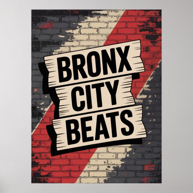 Poster Tipografia Graffiti Bronx City Beats (Frente)