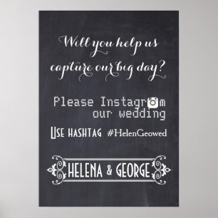 Poster Tipografia moderna com o casamento da hashtag Inst