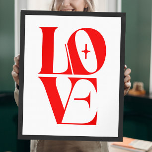 Poster Tipografia Moderna Simples Red Love