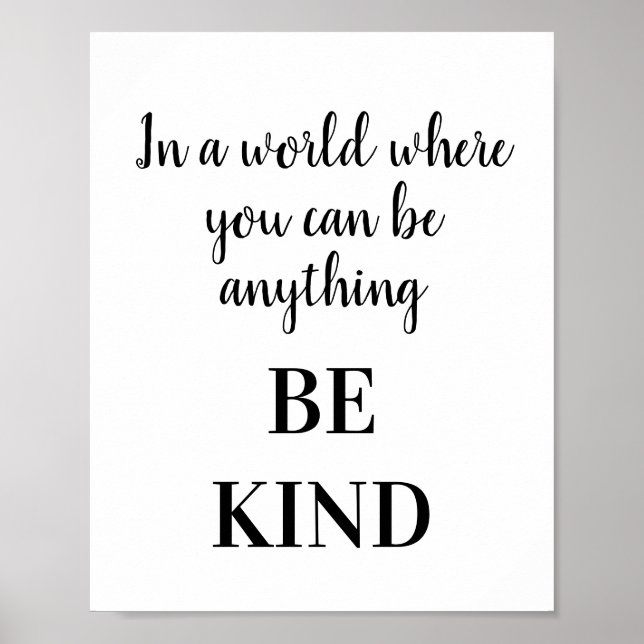Poster Tipografia Motivacional Inspiracional BE-KIND (Frente)