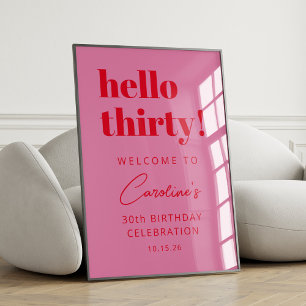 Poster Tipografia Negrita Rosa Vermelho Moderno Bem-Vindo