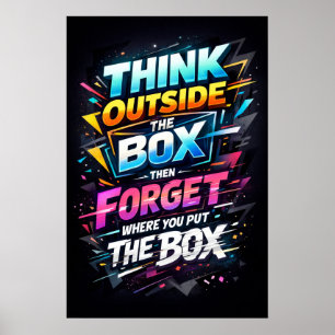 Poster Tipografia Pense Fora da Caixa e Depois Esqueça