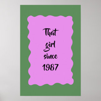 Poster Tipografia Rosa Personalizada Retro Aquela Garota 