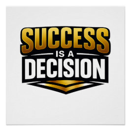 Póster Tipografia Success Gold em Preto