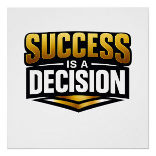 Póster Tipografia Success Gold em Preto