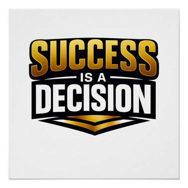 Póster Tipografia Success Gold em Preto (Frente)