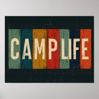 Poster Tipografia Vintage de Acampamento