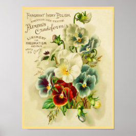 Poster Tipografia Vintage e Flores Decorativas de Pansy