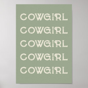 Poster Tipografia Western de Cowgirl Retrô Cabine de Ranc