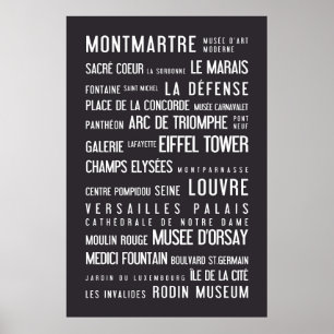 Poster tipográfico de Paris, cinzento