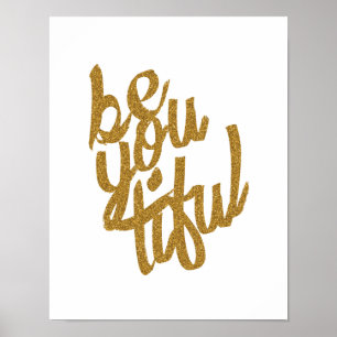 Poster tipográfico Dourado de "Beyoutiful"