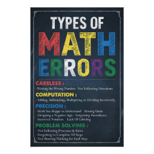 Póster Tipos de Erros de Matemática Poster - Decor de Sal