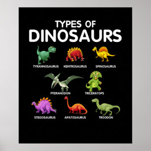 Poster Tipos De Identificação Dino De Dinossauros
