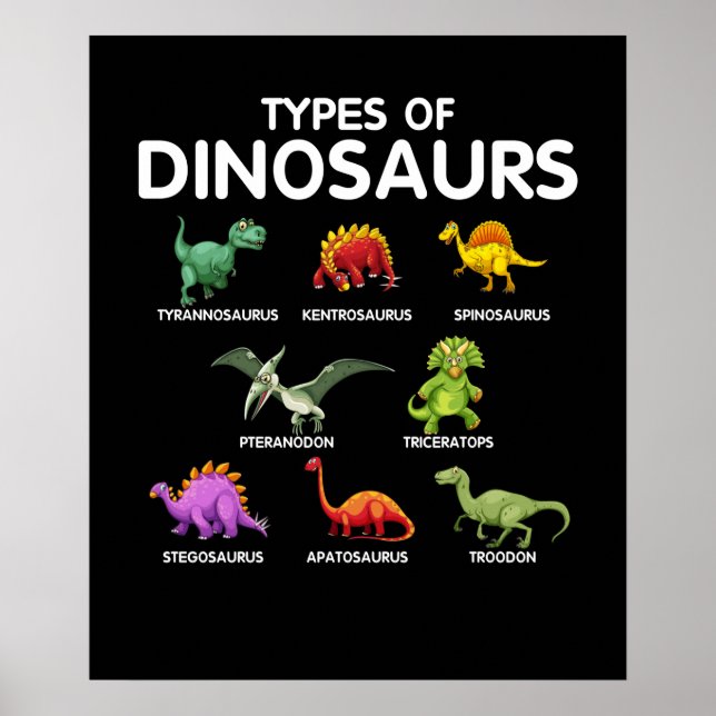 Poster Tipos De Identificação Dino De Dinossauros (Frente)