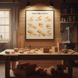 Póster Tipos de máquinas de madeira - Guia Ilustrado