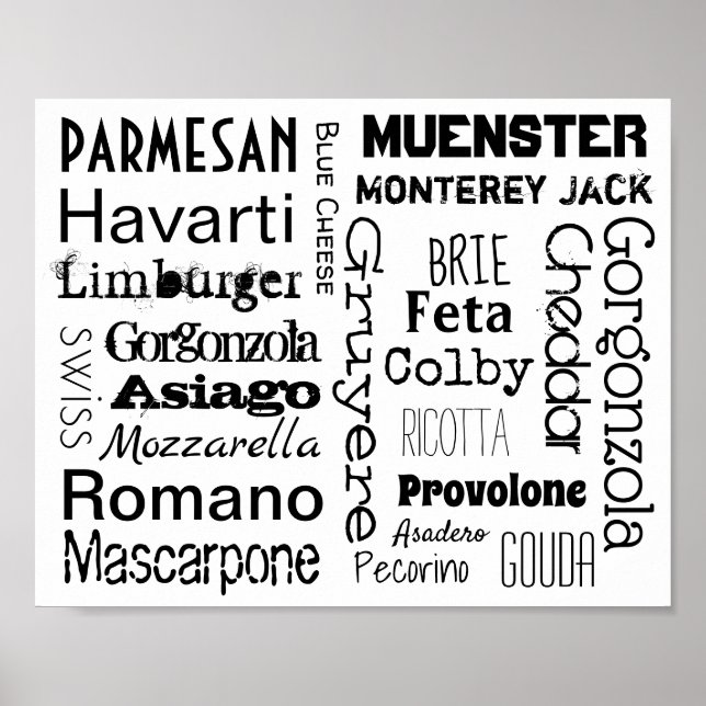 Poster Tipos de queijo (Frente)