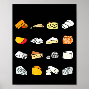 Poster Tipos de Queijo Fofos Amante de Comida Láctea Dive