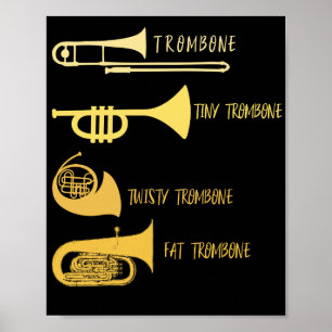 Poster Tipos Engraçados de Jogador de Trombone Marchando