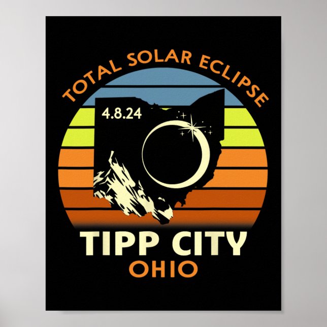Poster Tipp City Ohio Total Solar Eclipse 2024 (Frente)