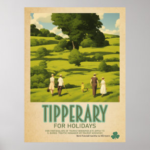 Poster Tipperary Ireland, Retro Irish Viagem Advert