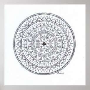 Poster tirado mão da mandala para colorir dentro