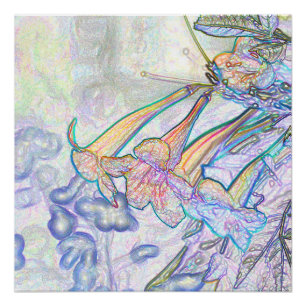 Póster Tiragem Pastel abstrata das flores