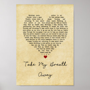 Poster Tire Minha Respiração Do Vintage Heart Song Lyric