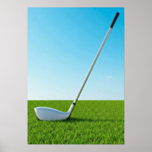 Poster Tiro de Taco de Golfe no Fairway Verde