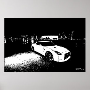 Póster Tiro GTR da cidade da skyline de Nissan