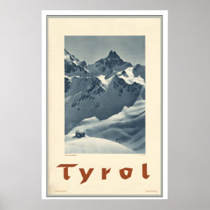 Poster Tirol Áustria Montanha Inverno Neve Esqui Vintage