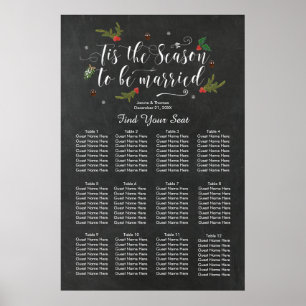 Poster tis the season winter wedding seating chart sign