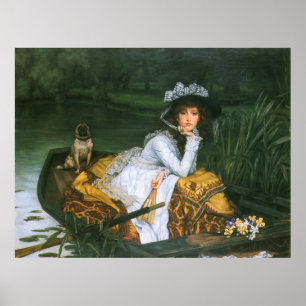 Póster Tissot: Jovem senhora em um barco
