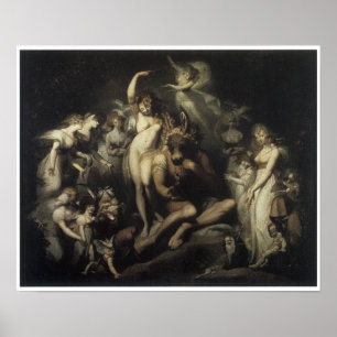 Poster Titania e parte inferior, pintura 1790 da fantasia