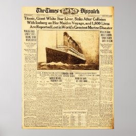 Poster Titanic Afunda Após Colisão Com Iceberg 1912